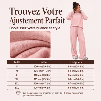 ✨ Ensemble Femme 2 Pièces – Col Roulé Élégant & Pantalon Large Fluide