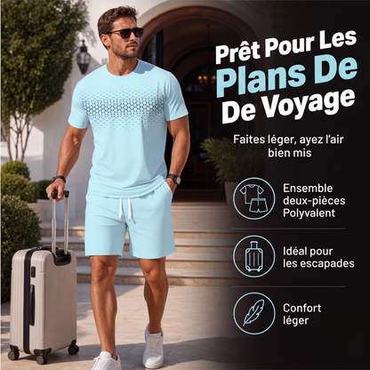 Ensemble 2 pièces décontracté pour homme : t-shirt et short
