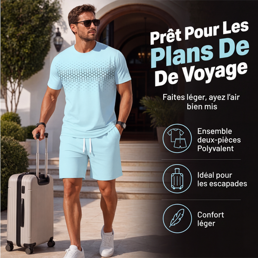 Ensemble 2 pièces décontracté pour homme : t-shirt et short