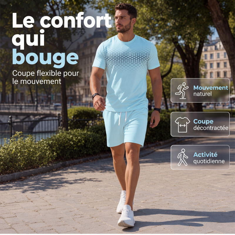 Ensemble 2 pièces décontracté pour homme : t-shirt et short
