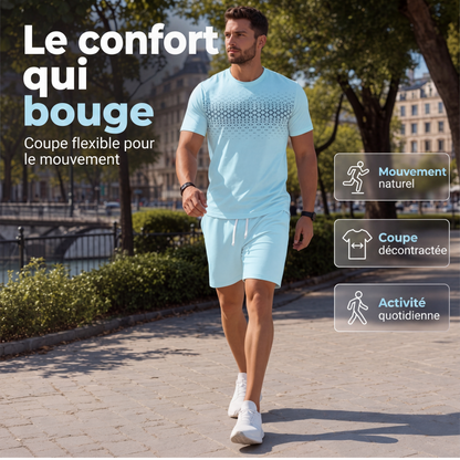Ensemble 2 pièces décontracté pour homme : t-shirt et short