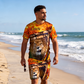 Ensemble décontracté pour homme : t-shirt à motif animalier et short