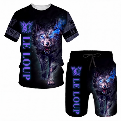 Ensemble décontracté pour homme : t-shirt à motif animalier et short