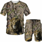 Ensemble décontracté pour homme : t-shirt à motif animalier et short