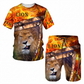 Ensemble décontracté pour homme : t-shirt à motif animalier et short