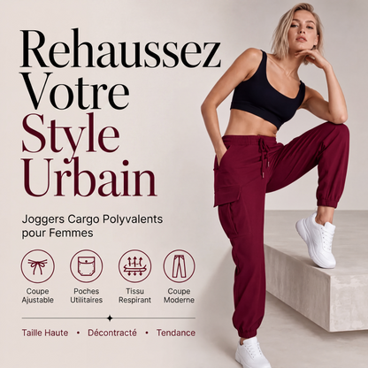Pantalons cargo décontractés pour femme à taille élastique avec cordon de serrage