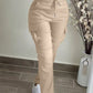 Pantalons cargo décontractés pour femme à taille élastique avec cordon de serrage