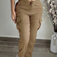 Pantalons cargo décontractés pour femme à taille élastique avec cordon de serrage