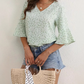 Haut pour femme à imprimé floral avec manches flottantes 3/4