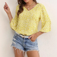 Haut pour femme à imprimé floral avec manches flottantes 3/4