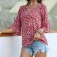 Haut pour femme à imprimé floral avec manches flottantes 3/4