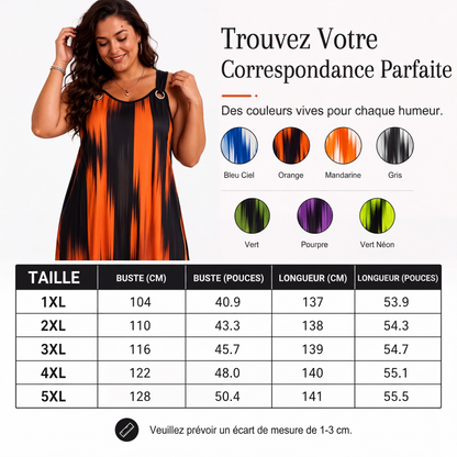 ✨ Robe Femme Grande Taille à Rayures – Sans Manches & Coupe Fluide