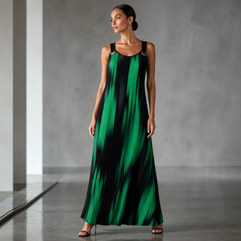 ✨ Robe Femme Grande Taille à Rayures – Sans Manches & Coupe Fluide