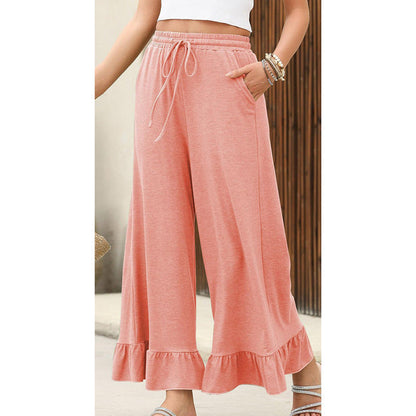 🔥Nouveautés 2026 | 50 % de réduction aujourd'hui ! 💸 Pantalon décontracté à jambes larges pour femme, avec ourlet à volants
