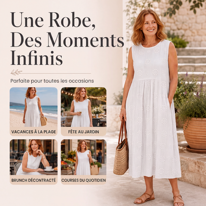 🌙 OFFRE LIMITÉE -50% ! 💕Robe en lin sans manches pour femme