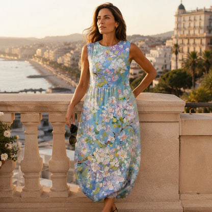 🌙 OFFRE LIMITÉE -50% ! 💕Robe en lin sans manches pour femme
