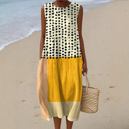 🌙 OFFRE LIMITÉE -50% ! 💕Robe en lin sans manches pour femme