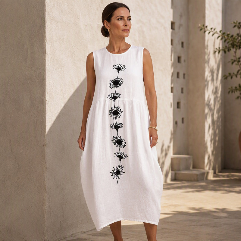 🌙 OFFRE LIMITÉE -50% ! 💕Robe en lin sans manches pour femme