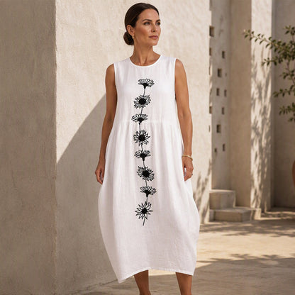 🌙 OFFRE LIMITÉE -50% ! 💕Robe en lin sans manches pour femme