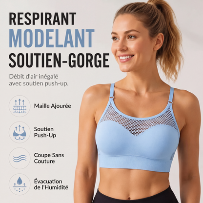 Soutien-gorge de sport push-up en maille ajourée pour femme