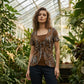 T-shirt femme faux deux pièces à imprimé léopard et anneau en O