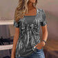 T-shirt femme faux deux pièces à imprimé léopard et anneau en O