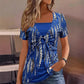 T-shirt femme faux deux pièces à imprimé léopard et anneau en O