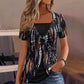 T-shirt femme faux deux pièces à imprimé léopard et anneau en O