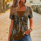 T-shirt femme faux deux pièces à imprimé léopard et anneau en O