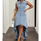 Robe en jean sans manches pour femme avec ourlet asymétrique