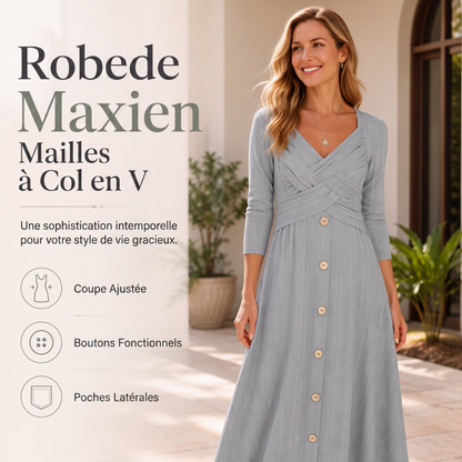Robe décontractée pour femme à col en V croisé