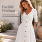 Robe décontractée pour femme à col en V croisé