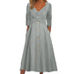 Robe décontractée pour femme à col en V croisé