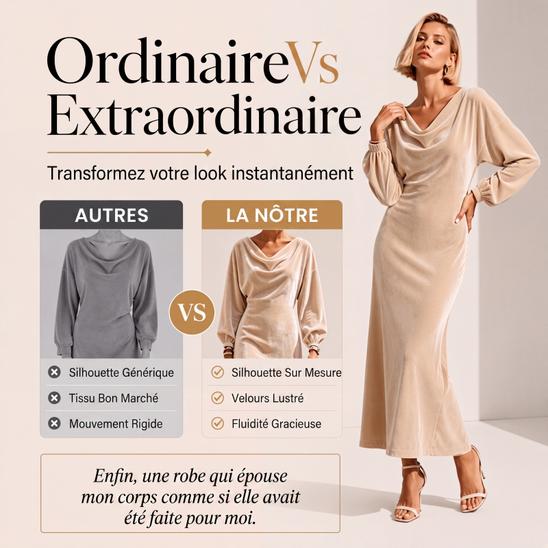 Robe élégante en velours à col bénitier pour femme