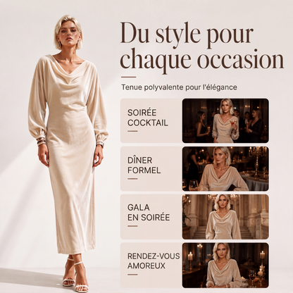 Robe élégante en velours à col bénitier pour femme