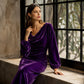 Robe élégante en velours à col bénitier pour femme