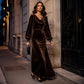 Robe élégante en velours à col bénitier pour femme