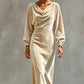 Robe élégante en velours à col bénitier pour femme