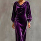 Robe élégante en velours à col bénitier pour femme
