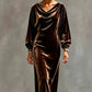 Robe élégante en velours à col bénitier pour femme