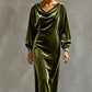 Robe élégante en velours à col bénitier pour femme