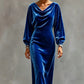 Robe élégante en velours à col bénitier pour femme