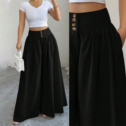 Pantalon large plissé taille haute pour femme