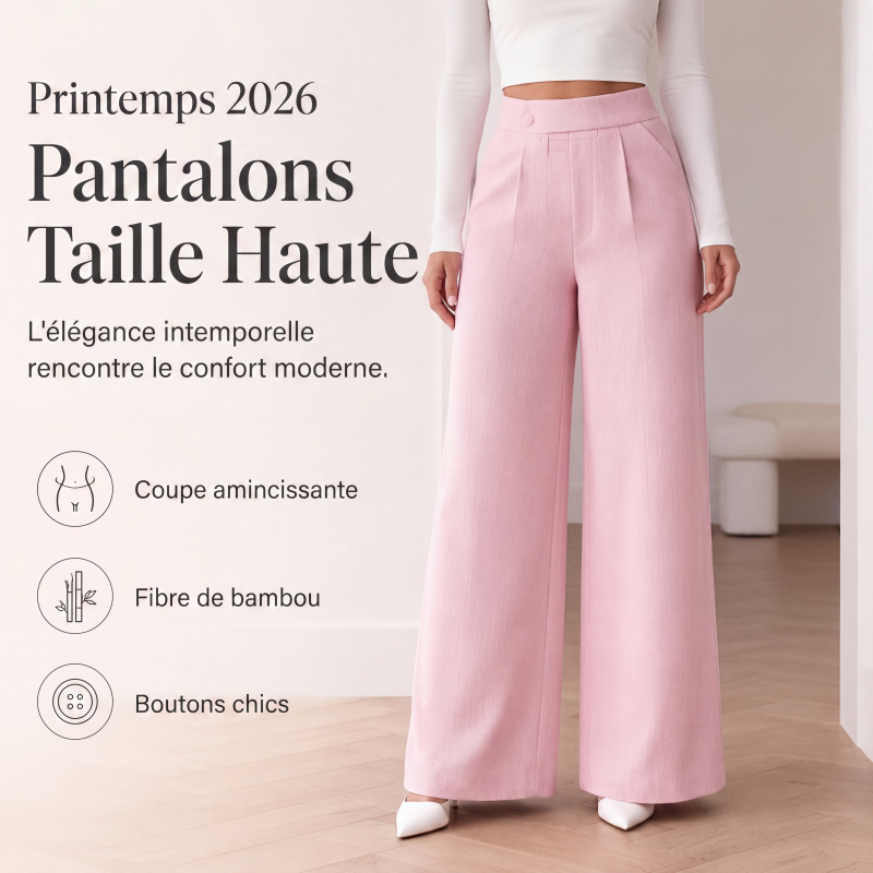Pantalon large élégant à taille haute pour femme