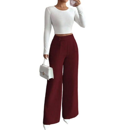 Pantalon large élégant à taille haute pour femme