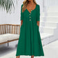 Robe plissée à col V et boutons pour femme