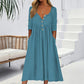 Robe plissée à col V et boutons pour femme