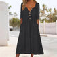 Robe plissée à col V et boutons pour femme