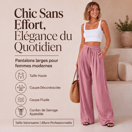 🌸 OFFRE LIMITÉE –50% ! ✨ Pantalon large plissé fluide décontracté pour femme