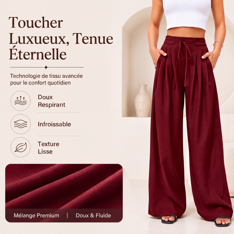 🌸 OFFRE LIMITÉE –50% ! ✨ Pantalon large plissé fluide décontracté pour femme